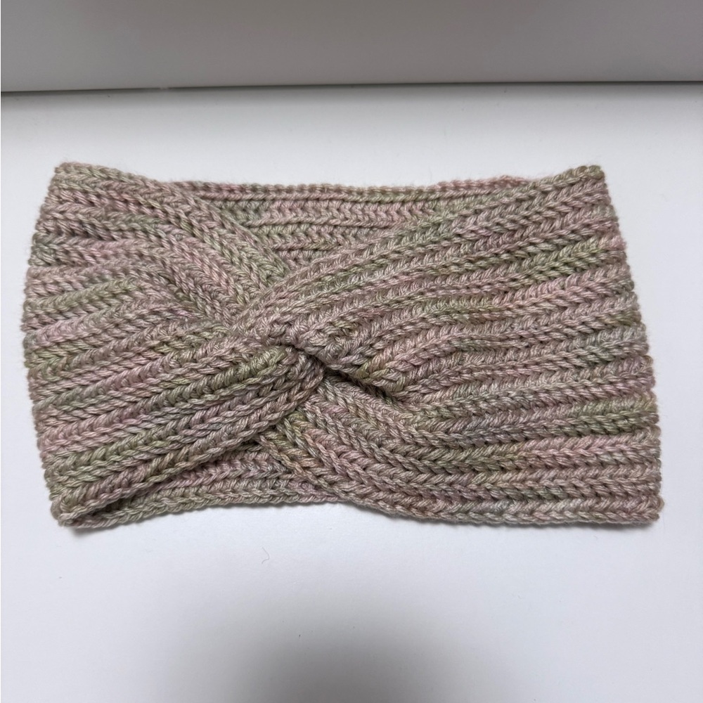Cozy Knit Turban Headband in Pink and Green